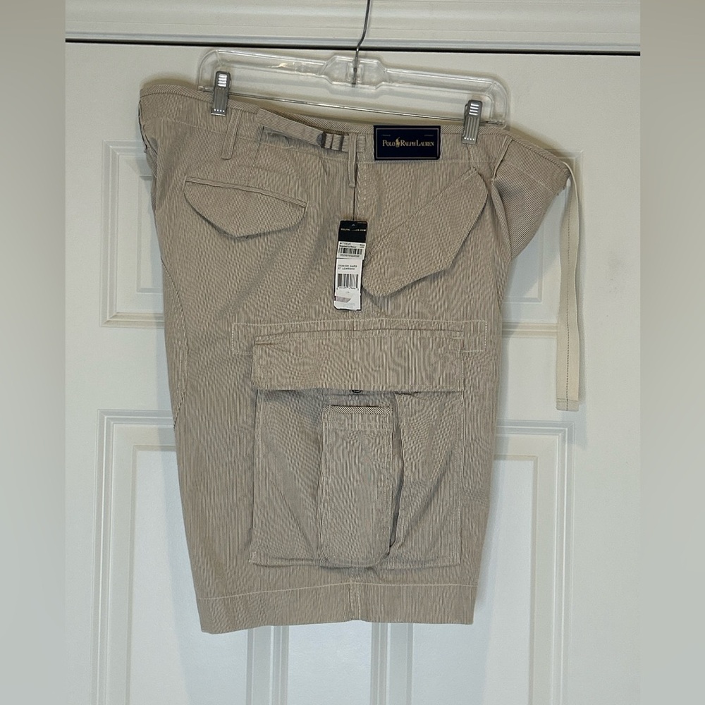 Polo Ralph Lauren Shorts Men's Seersucker Cargo Military Paratrooper NWT 40 - Picture 13 of 16